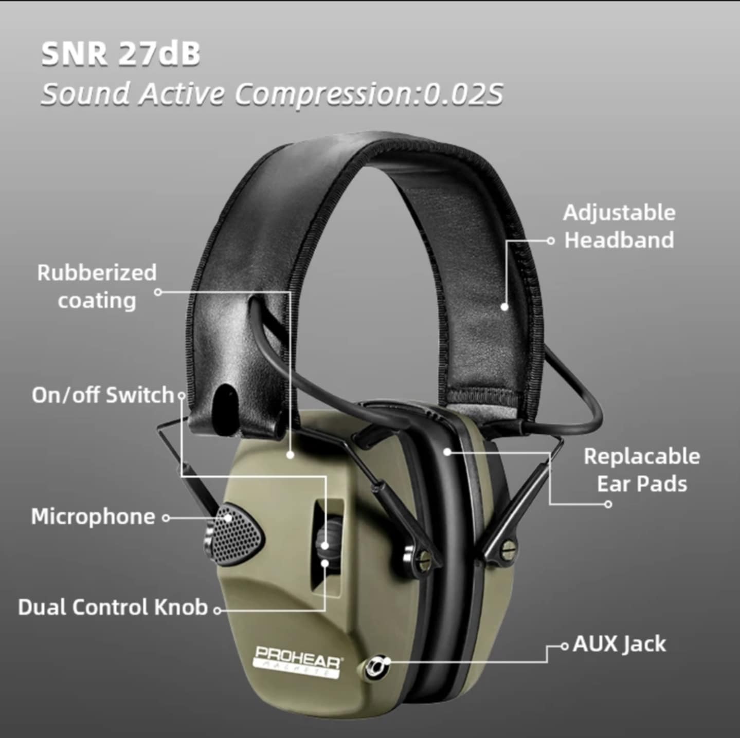 PROHEAR Machete Electronic Earmuffs